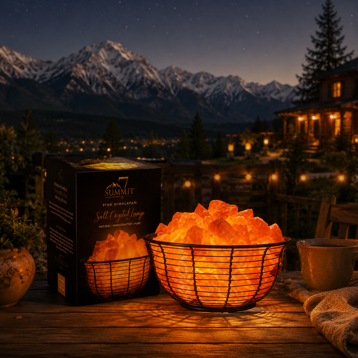 7 Summit Premium Pink Himalayan Salt Crystal Fire Bowl Lamp