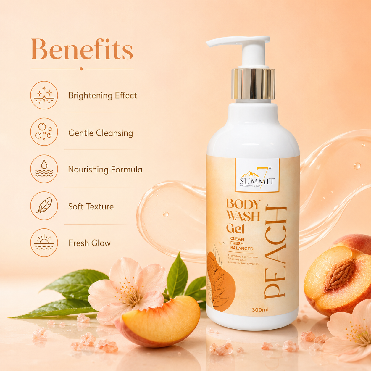 7 Summit Peach Body Wash Gel