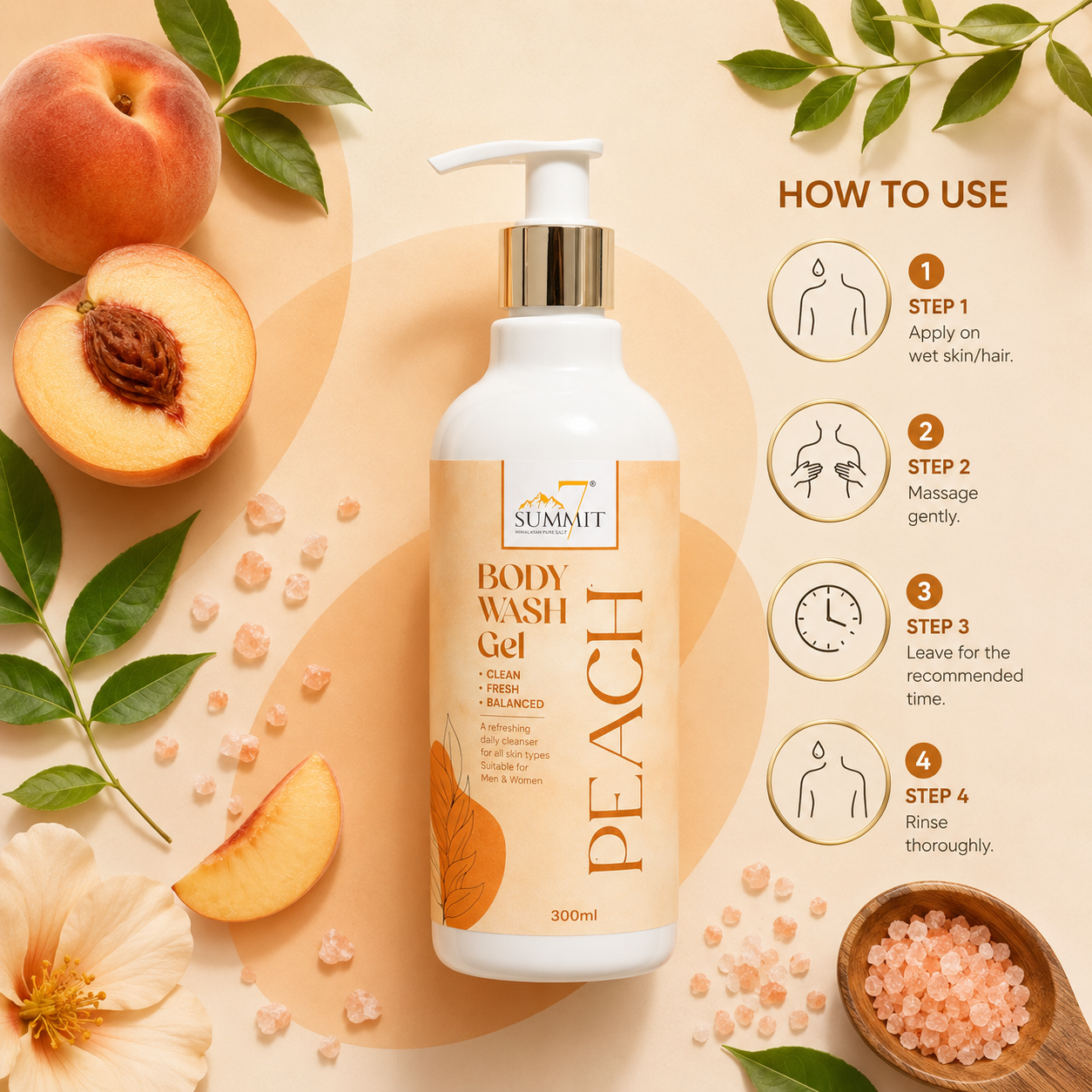 7 Summit Peach Body Wash Gel